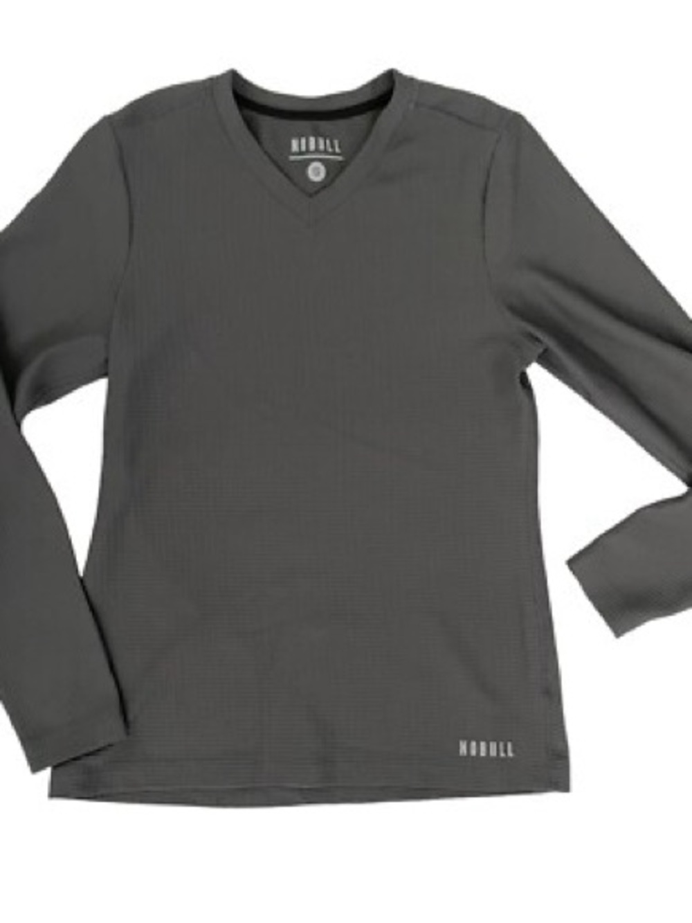 NOBULL /// Men's V-Neck Thermal Waffle Long Sleeve Top - Charcoal Gray - Large - Picture 2 of 6